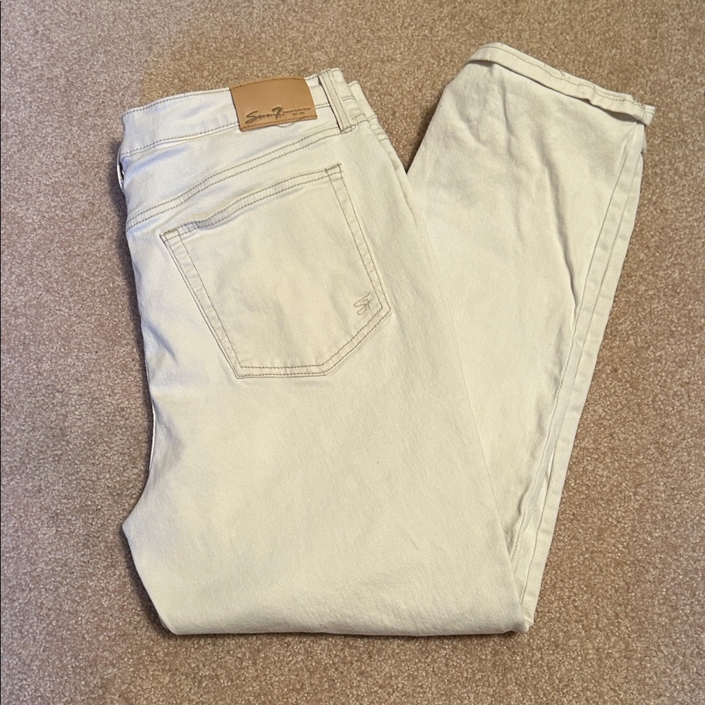 Seven7 Off White Straight Leg Jeans